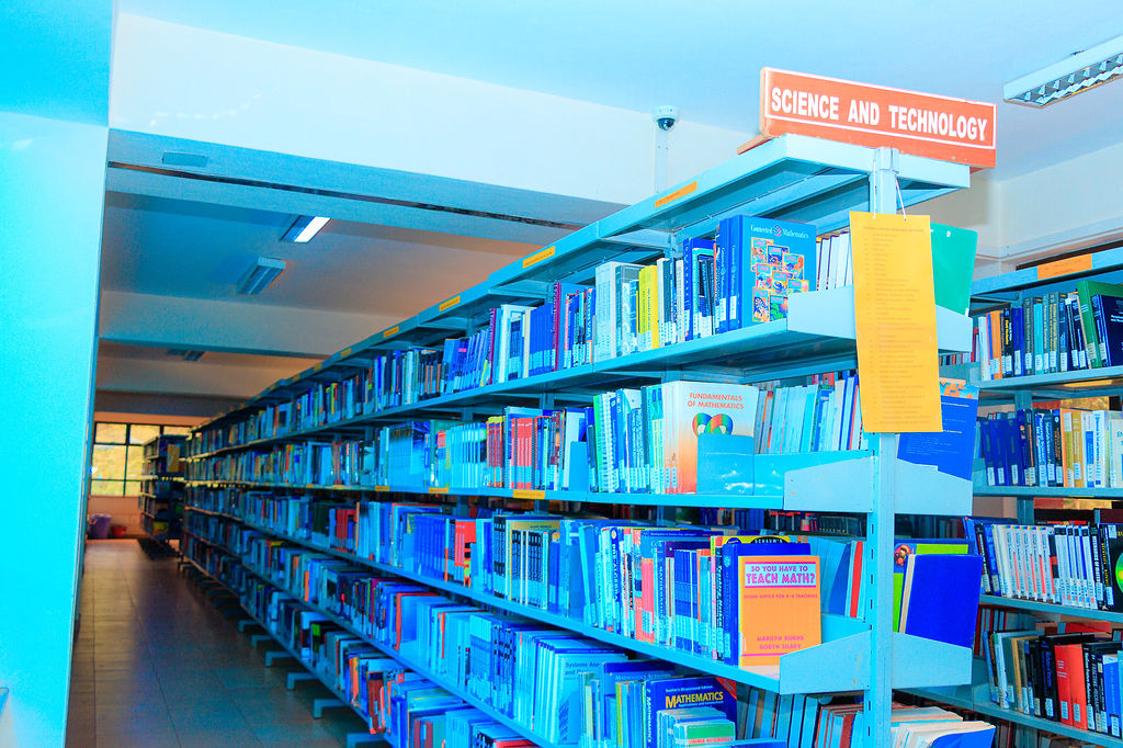 University library shelves